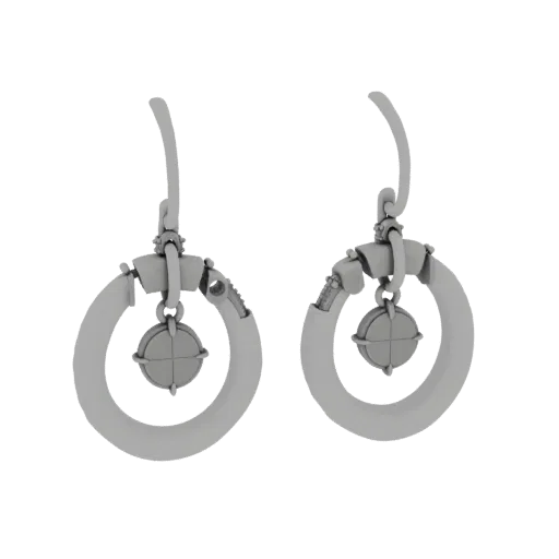Hoop Earring render detail 3D model, perspective studio render, highlighting earring form and finish detail.