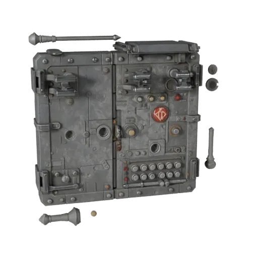 Dungeon Pressure Plate Realistic 3D model, three-quarter studio render, showing metal hinges, form detail.