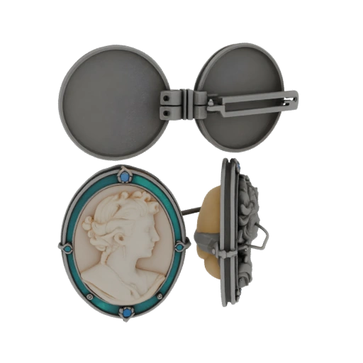 Vintage Cameo Brooch 3D Cinematic Asset for Studio