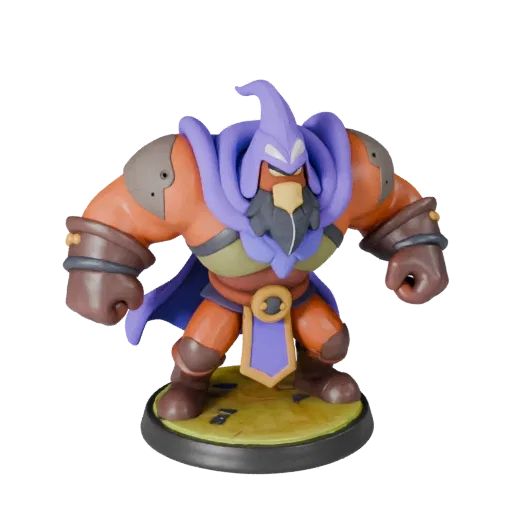 Fantasy Wizard Miniature stylized 3D model preview showing silhouette, three-quarter game view, pose and resin detail