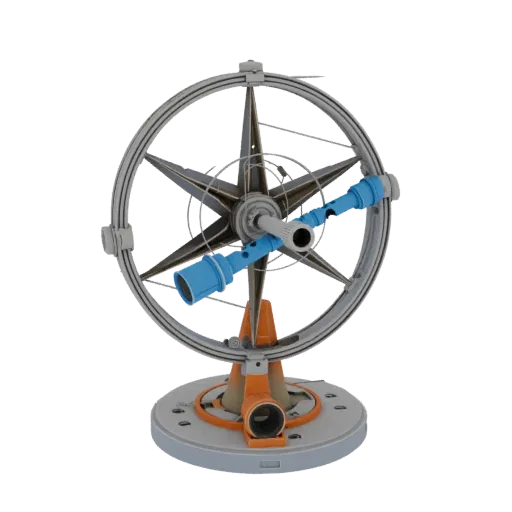 Classroom Star Tracker Printable 3D model, isometric STL render, showing metal tubes, optical alignment.