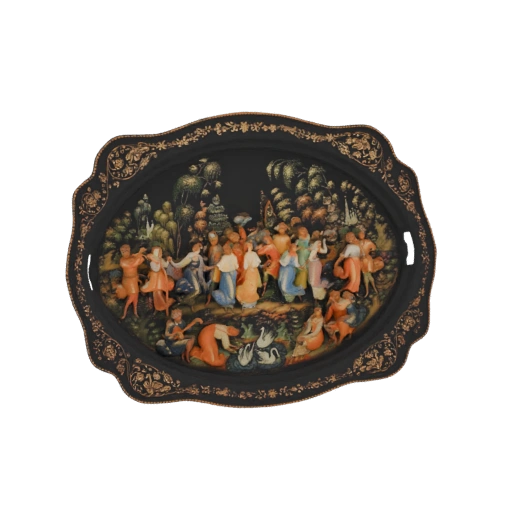 Palekh Style Tray with Dancing Figures