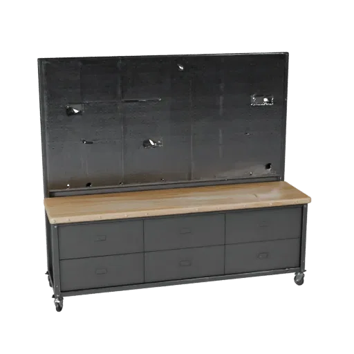 Mechanic Pegboard Wall Product Viz 3D model, three-quarter studio product render, showing steel frames, stable fixtures.