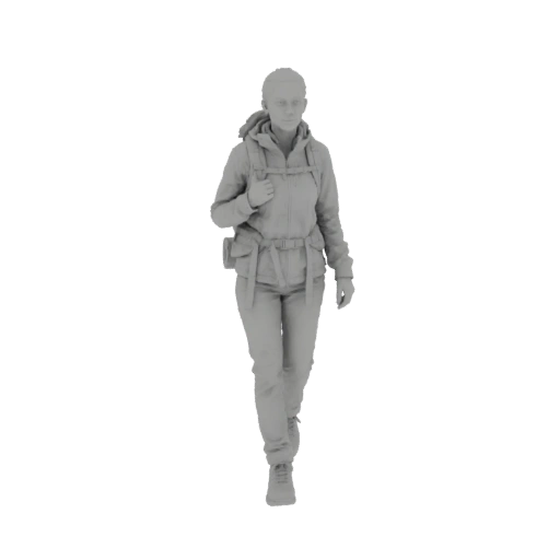 Female Hiker with Backpack 3D Model