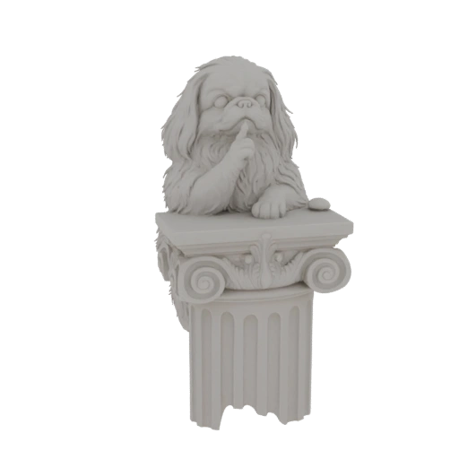 Shushing Pekingese Dog Statue