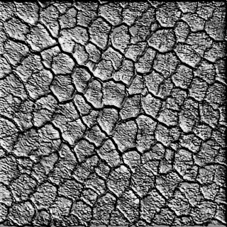 3D model of an embossed hexagon pattern, mimicking leather texture, with deep shadows and organic shapes.