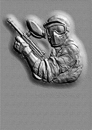 Paintball Player Bas-Relief with Marker