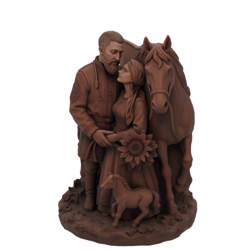 Ukrainian Couple with Horse and Foal