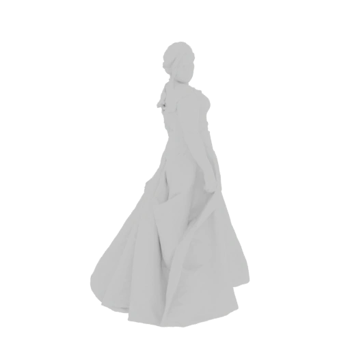 Elegant Woman in Flowing Gown 3D Model