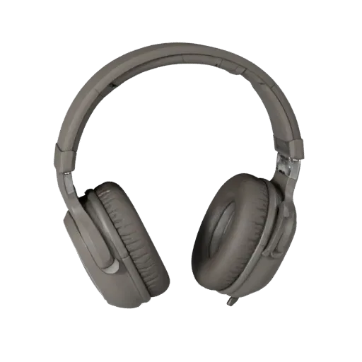 Retro Gaming Headset Stylized 3D model, stylized isometric render, showing soft ear pads, wearable scale.