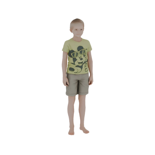 Boy in Mickey Mouse T-Shirt and Shorts 3D Model