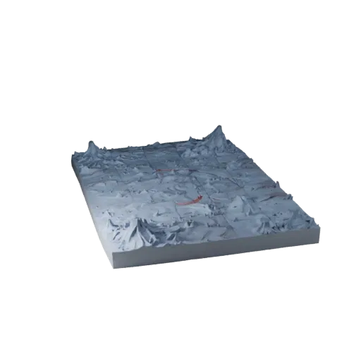 Volcanic Wasteland Biome Modular 3D model, isometric modular kit view, showing terrain layers, lava channels.