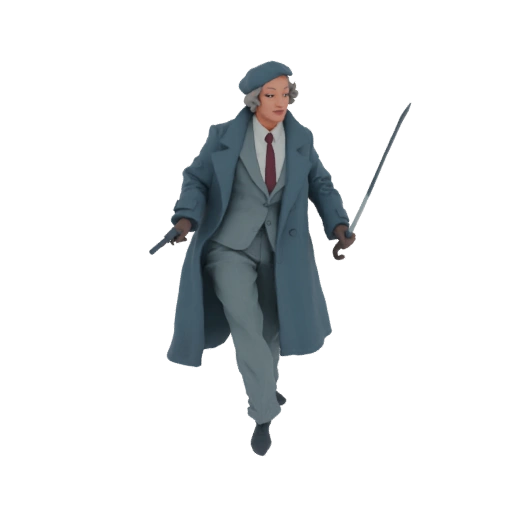 1920s Detective Woman with Sword and Pistol