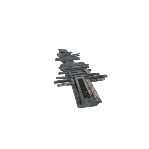 Wrecked Wooden Pier Section