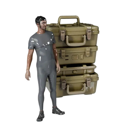 Military Style Toolbox High Poly 3D model, close-up studio render, showing plastic, usable openings.