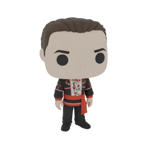 Modèle 3D d'une figurine style Funko Pop! d'un homme portant un costume traditionnel populaire avec broderies florales rouges