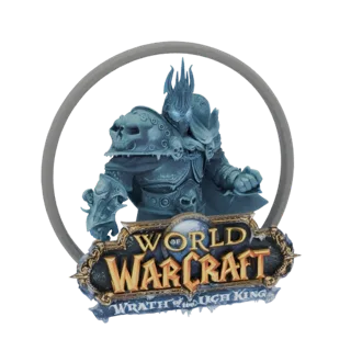 Rendu du modèle 3D d'Arthas Menethil, le Roi-liche, de World of Warcraft, debout en armure avec Frostmourne.