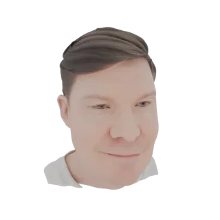 AI-generated 3D model of a man's head with short brown hair, facing slightly to the right.