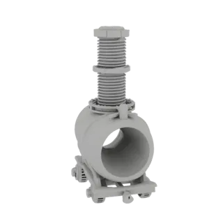 Renderização 3D de um modelo de vagão-tanque ferroviário cinza e simplificado com corpo cilíndrico oco e tampa rosqueada no t