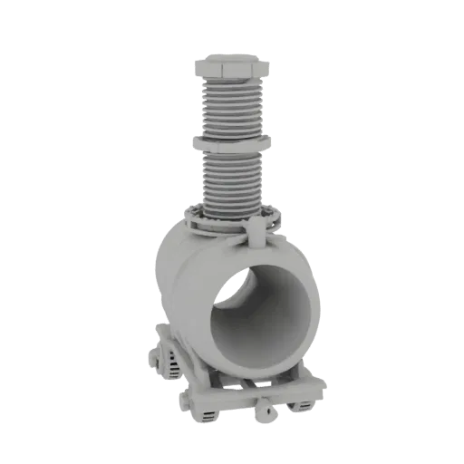 3D render of a grey, simplified railway tank car model with a hollow cylindrical body and a screw-on cap on top, mounted on a