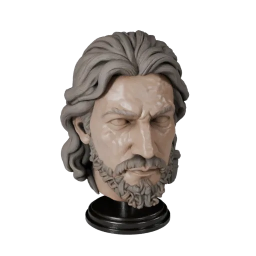Aperçu du modèle 3D de collection Buste Historique Portrait montrant les plans du visage, vue rapprochée en studio