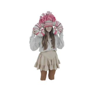 Whimsical Folkloric Headdress with Flowers