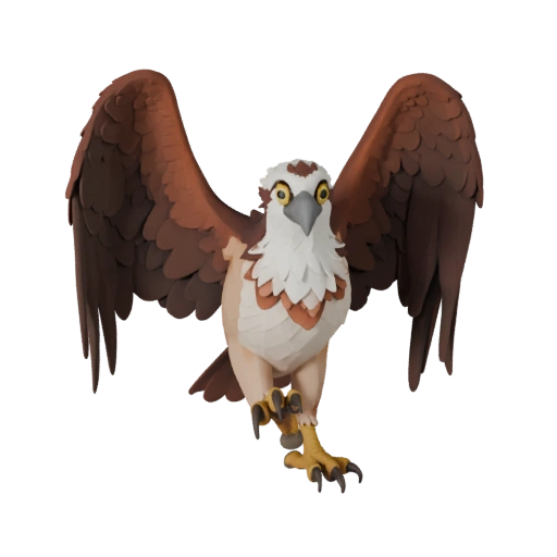 نموذج طائر Osprey كرتوني ثلاثي الأبعاد - أصل منمق للرسوم المتحركة | PBR