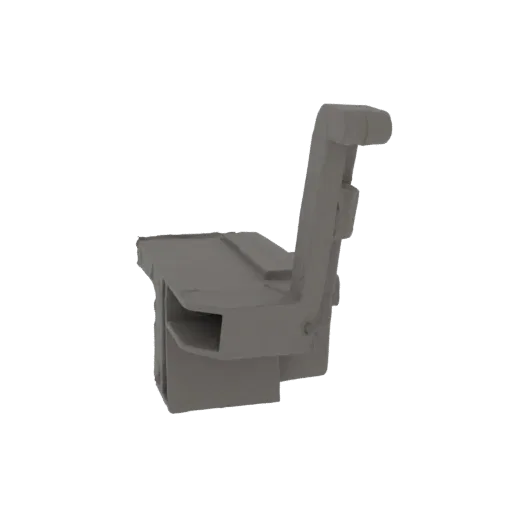3D model of a modern office chair in a neutral gray color, viewed from a side angle.