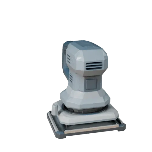 Cordless Sander Low Poly 3D model, game viewport three-quarter view, showing molded plastic, ergonomic handles.