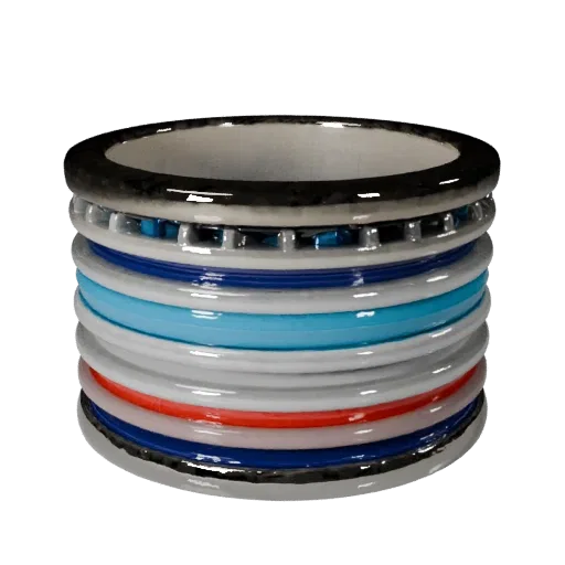 Stacking Ring game ready 3D model, three-quarter studio render, with calibrated ring silhouette and material reads.