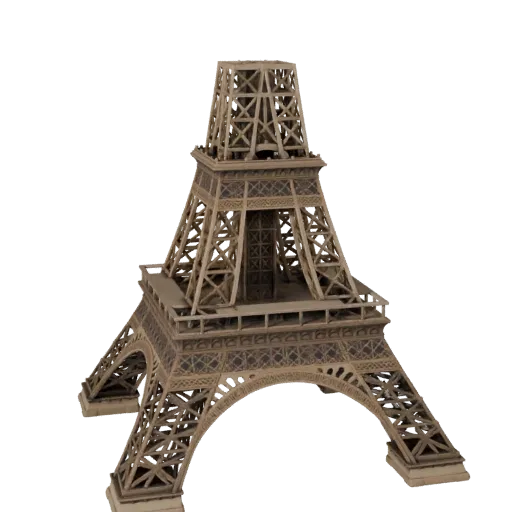 Modello 3D Torre Eiffel pronto per Unreal Engine, viewport di Unreal Engine, che mostra materiali della struttura del monumen