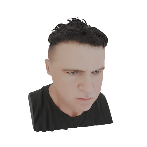 Man with Short Hair and Black T-Shirt 3D Model