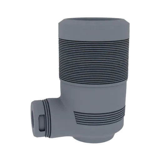 3D model of a vacuum cleaner adapter with 38mm on one end and 86mm on the other, featuring a ribbed surface.