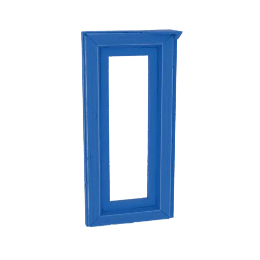 A 3D model of an ornate rectangular frame painted in a vibrant blue, with detailed edges and a classic profile.