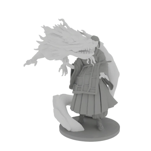 Samurai with Dragon Companion 3D Model