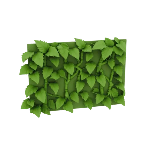 Jungle Vine Wall Printable 3D model, isometric tabletop STL render, showing leaf clusters, layered vegetation clusters.
