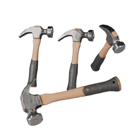 Clean Hammer Stylized 3D model, stylized isometric render, showing painted metal, functional silhouettes.