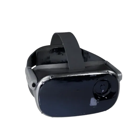 VR Headset Product Viz 3D model, three-quarter studio product render, showing silicone, wearable fit.