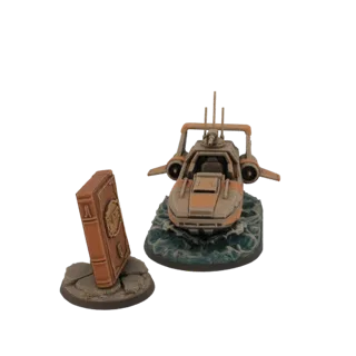Sci-Fi Hovercraft and Ancient Tome Diorama