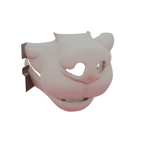 A 3D render of a cartoon pig mask with a large snout and open mouth, presented against a white background.