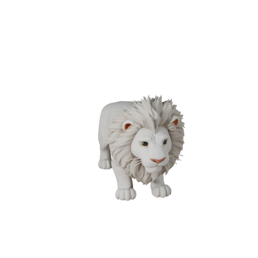 Modelo 3D de León Blanco de Caricatura - Asset Estilizado para Animación