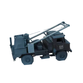 Modello 3D di un GAZ-66 "OShK-F-40.1" Camion Spurgo Pozzi grigio, mostrato da una prospettiva anteriore a tre quarti su sfond