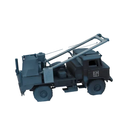 3D model of a grey GAZ-66 "OShK-F-40.1" Sewer Well Cleaner Truck, shown from a three-quarter front angle against a white back