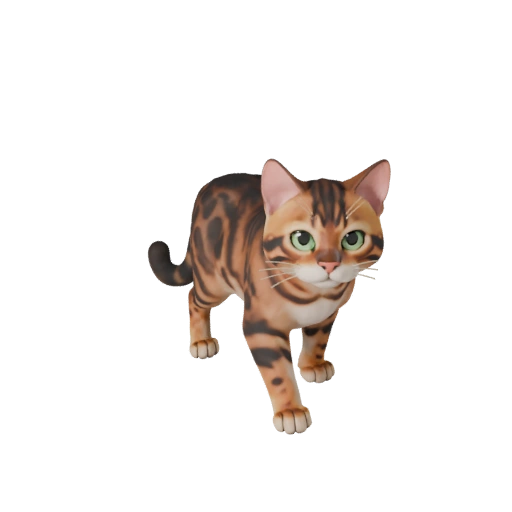 Modelo 3D de Gato Bengala de Desenho Animado - Asset Estilizado para Animação