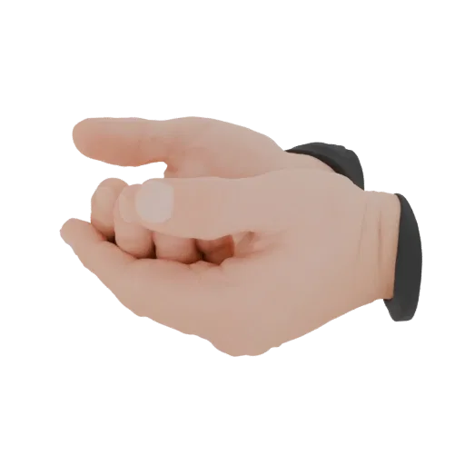 Ein 3D-Render von zwei menschlichen Händen, die zusammen im Schalenformat gehalten werden, Handflächen nach oben, mit sichtba