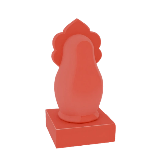 Coral Rooster Figurine