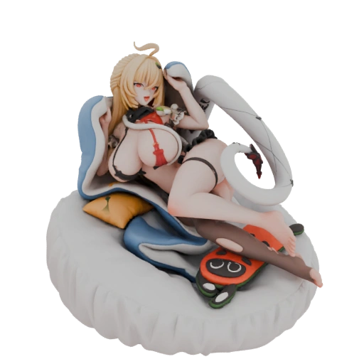Anime Girl Lounging on Cushion