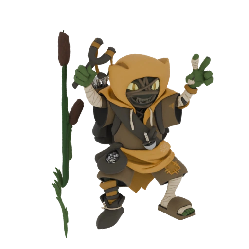 Swamp Cat Warrior with Slingshot