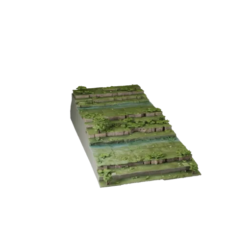 Coastal Mangrove Biome Modular 3D model, isometric modular kit view, showing terrain layers, terrain detail.