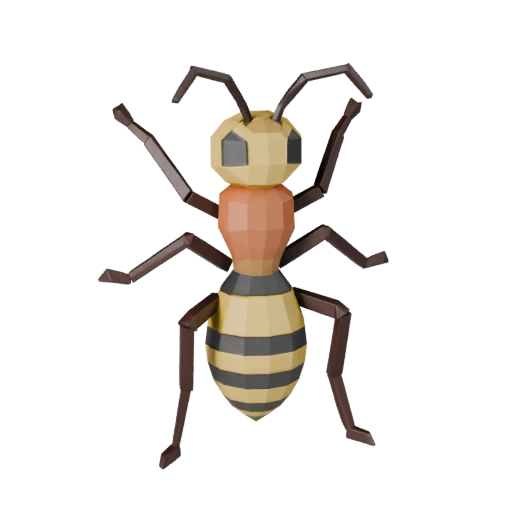 Low Poly Wespe 3D Modell - Unity Game Asset mit FBX | Lizenzfrei